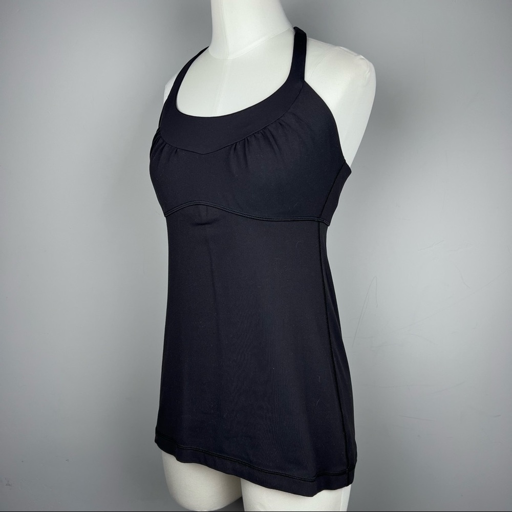 EUC - Lululemon Black Tank w/ Built-in Bra & Back Detail, Size 8 - Picture 11 of 13